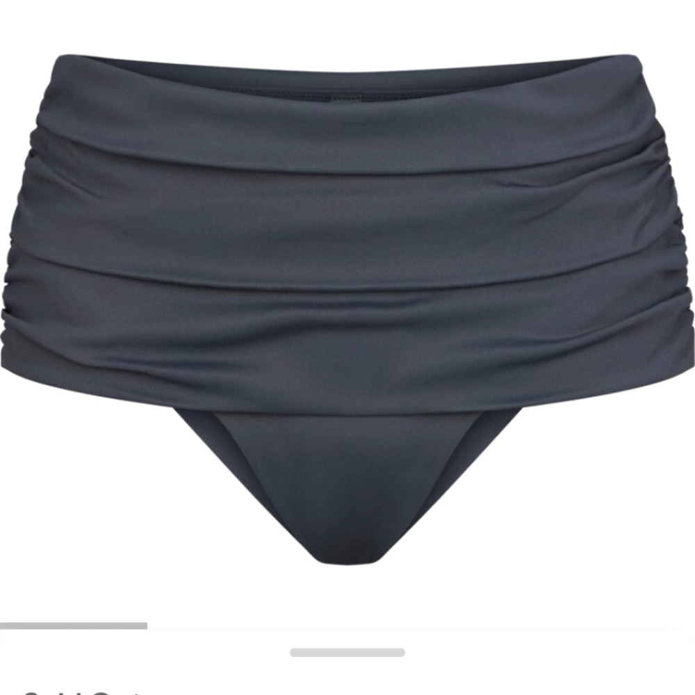 NWT Skims Sculpting Swim Fold Over Ruched Bikini Bottom Gunmetal M